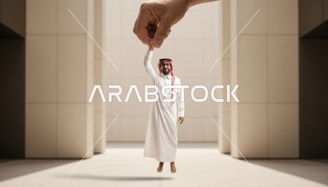 يد عملاقة تختار رجل سعودي مفهوم توظيف