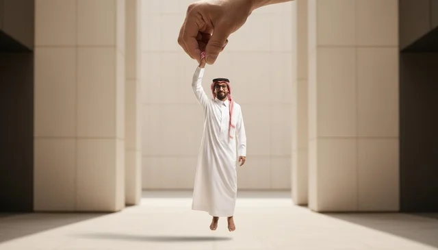 Giant Hand Selecting Saudi Man Business Concept
