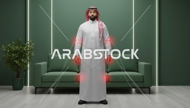 رجل سعودي مع تحكم رقمي وذكاء اصطناعي