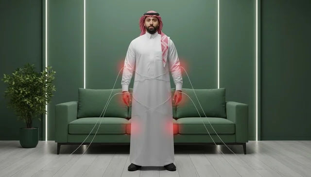 رجل سعودي مع تحكم رقمي وذكاء اصطناعي