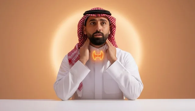 رجل سعودي يعاني من مشاكل الغدة الدرقية