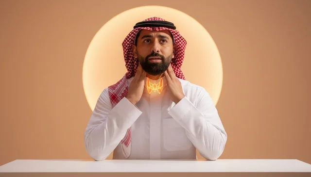Saudi Man with Thyroid Gland Graphic and Neck Pain