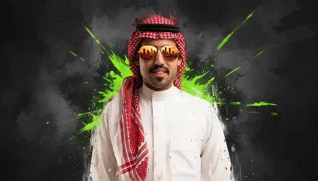 Saudi Man in Traditional Thobe with Creative Background
