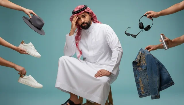 Saudi Man in Traditional Thobe with Modern Accessories