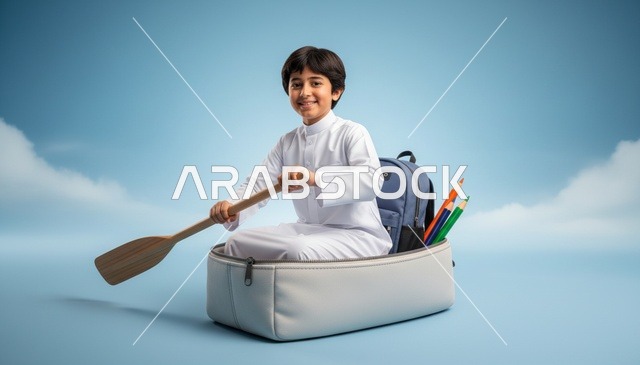 طالب سعودي في مقلمة على شكل قارب