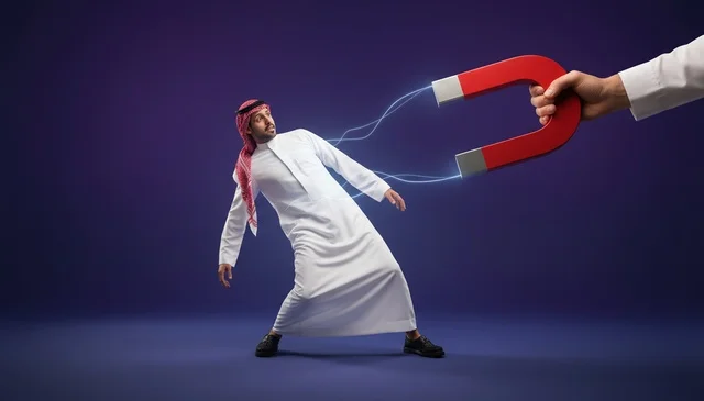 Saudi Man Magnet Attraction Marketing Concept