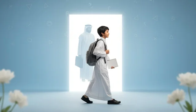 Saudi School Student Thobe Future Career Concept