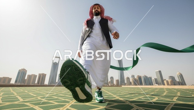 رجل سعودي في الرياض يقطع شريط النهاية الأخضر
