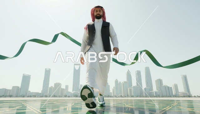 رجل سعودي يقطع خط النهاية في أفق الرياض