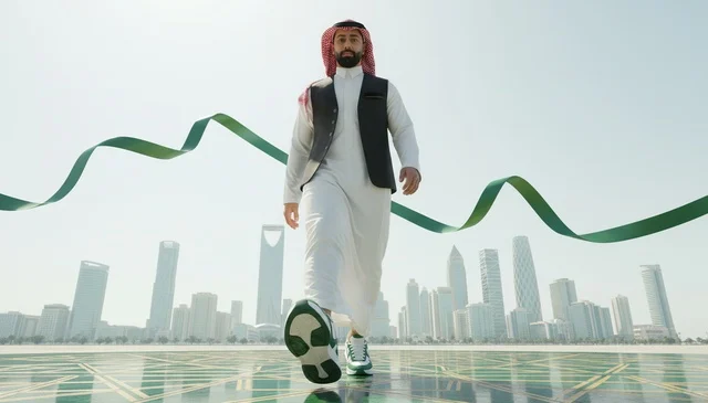 رجل سعودي يقطع خط النهاية في أفق الرياض