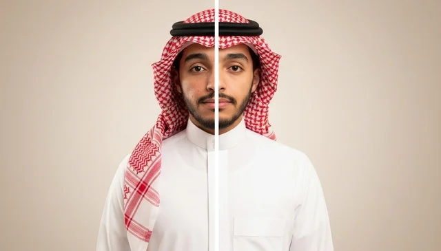 بورتريه لرجل سعودي بالثوب التقليدي والغترة