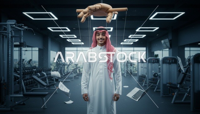 رجل سعودي كدمية ماريونيت في النادي الرياضي