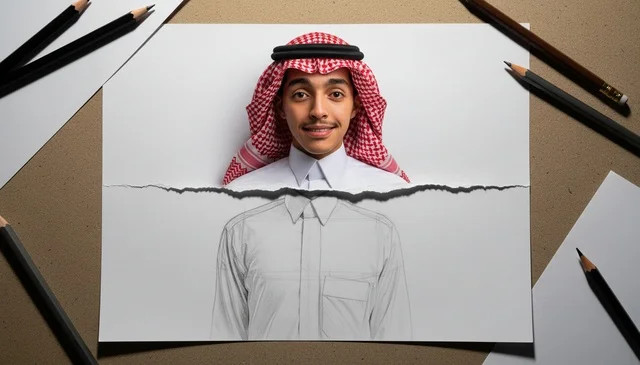 رسم إبداعي لشاب سعودي بالزي التقليدي رسم إبداعي لشاب سعودي بالزي التقليدي