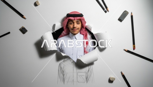 شاب سعودي يبرز من خلال رسم ورقي ممزق