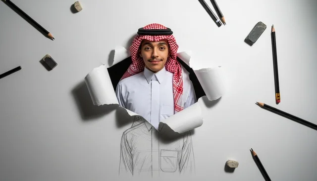 شاب سعودي يبرز من خلال رسم ورقي ممزق