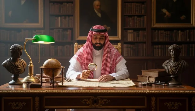 رجل سعودي باللباس التقليدي يتفحص خريطة قديمة رجل سعودي باللباس التقليدي يتفحص خريطة قديمة