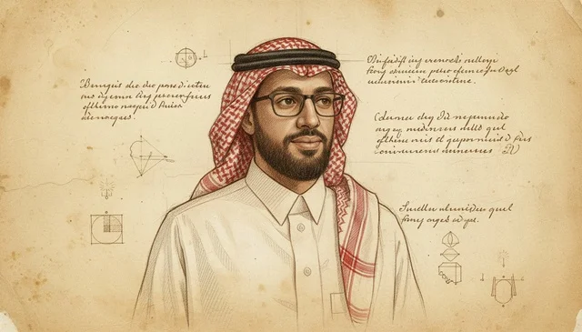 Saudi Man Traditional Clothing Illustration Vintage Sketch