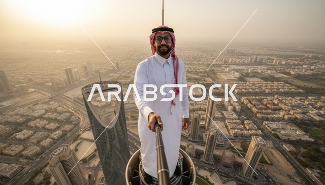 سيلفي رجل سعودي فوق ناطحة سحاب بالرياض
