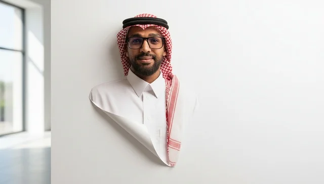 Saudi Man in Traditional Clothing on White Background