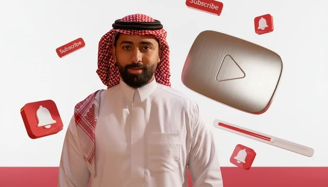 Saudi Man Content Creator with YouTube Silver Play Button