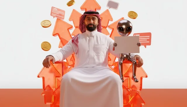 رجل أعمال سعودي على عرش أسهم النمو مع كائن فضائي