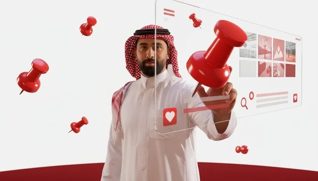 رجل سعودي يتفاعل مع واجهة رقمية افتراضية