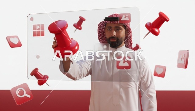 Saudi Man Interacting with Virtual Digital Interface