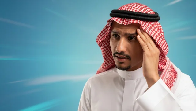 رجل سعودي بالزي التقليدي يعاني من الصداع