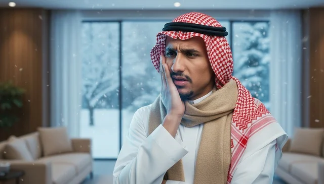 Saudi Man in Traditional Attire Experiencing Facial Pain