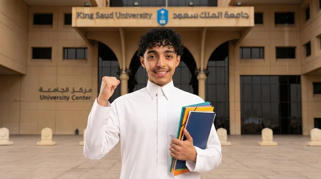 Saudi Student at King Saud University Holding Books