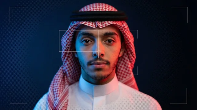 شاب يرتدي الزي التقليدي الخليجي خاصة في المحتوى المتعلق بالتقنية