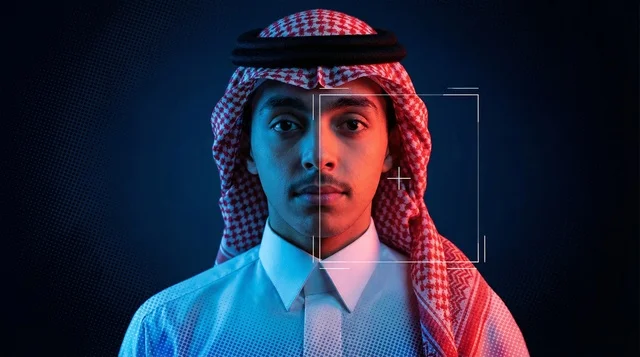 شاب يرتدي الزي التقليدي الخليجي خاصة في المحتوى المتعلق بالتقنية