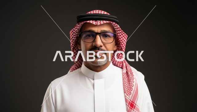 رجل سعودي بالزي التقليدي والشماغ صورة شخصية