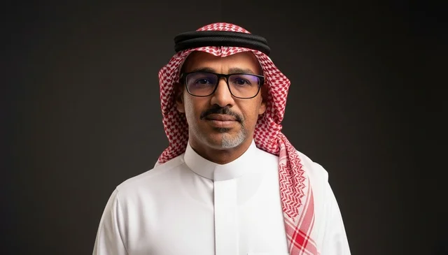 Saudi Man in Traditional Thobe and Shemagh Portrait