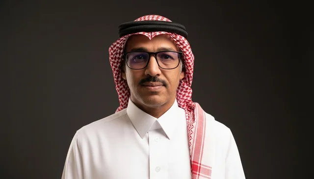 رجل سعودي بالزي التقليدي والنظارات الطبية