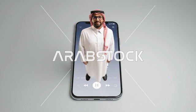عرض رقمي لرجل سعودي على شاشة هاتف ذكي