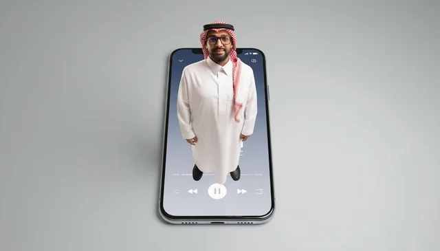 Saudi Man Digital Projection on Smartphone Screen
