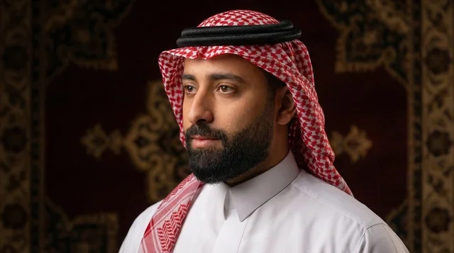 رجل سعودي بالزي التقليدي الشماغ والثوب
