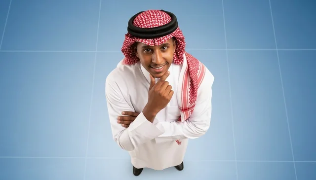 Saudi Man in Traditional Thobe and Shemagh