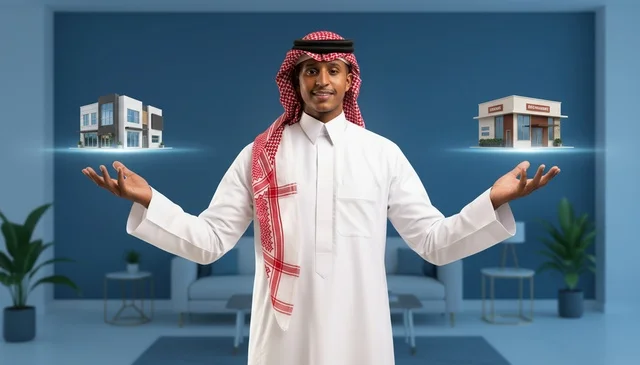 Saudi Man Holding 3D Real Estate Models