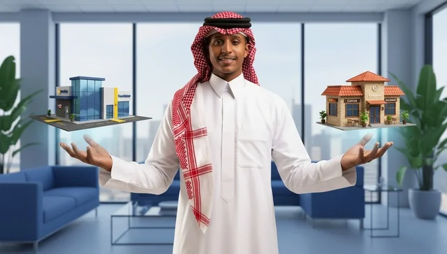 Saudi Businessman Holding Architectural Real Estate Models