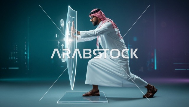 رجل سعودي يحمي البيانات باستخدام درع رقمي