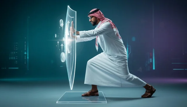 Saudi Man Protecting Data with Digital Shield