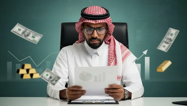 رجل أعمال سعودي يحلل بيانات النمو المالي