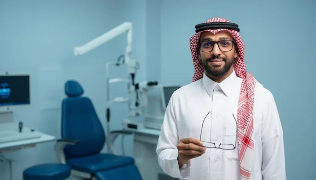 Saudi Male Ophthalmologist in Modern Eye Clinic