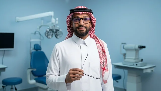 Saudi Male Ophthalmologist in Modern Eye Clinic