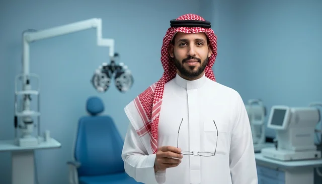 Saudi Male Ophthalmologist in Modern Eye Clinic