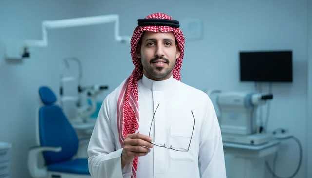 Saudi Male Ophthalmologist in Modern Eye Clinic