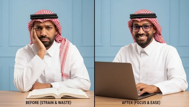 مقارنة بين الدراسة التقليدية والعمل الرقمي لرجل سعودي
