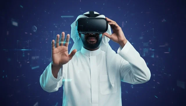Arab Man VR Headset Digital Technology